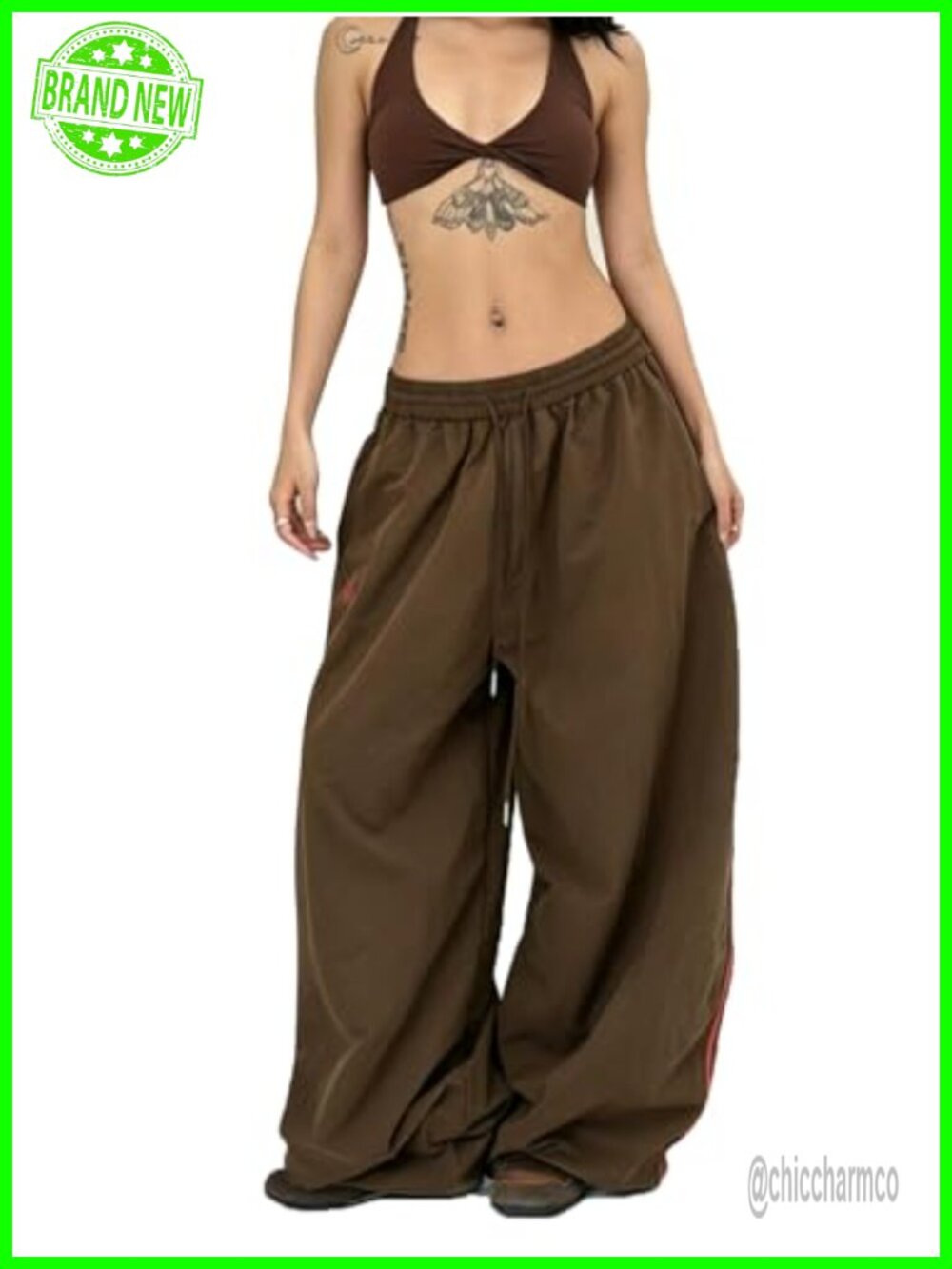 Women's Baggy Track Pants High Waist Wide Leg Joggers Parachute Pants for Dance